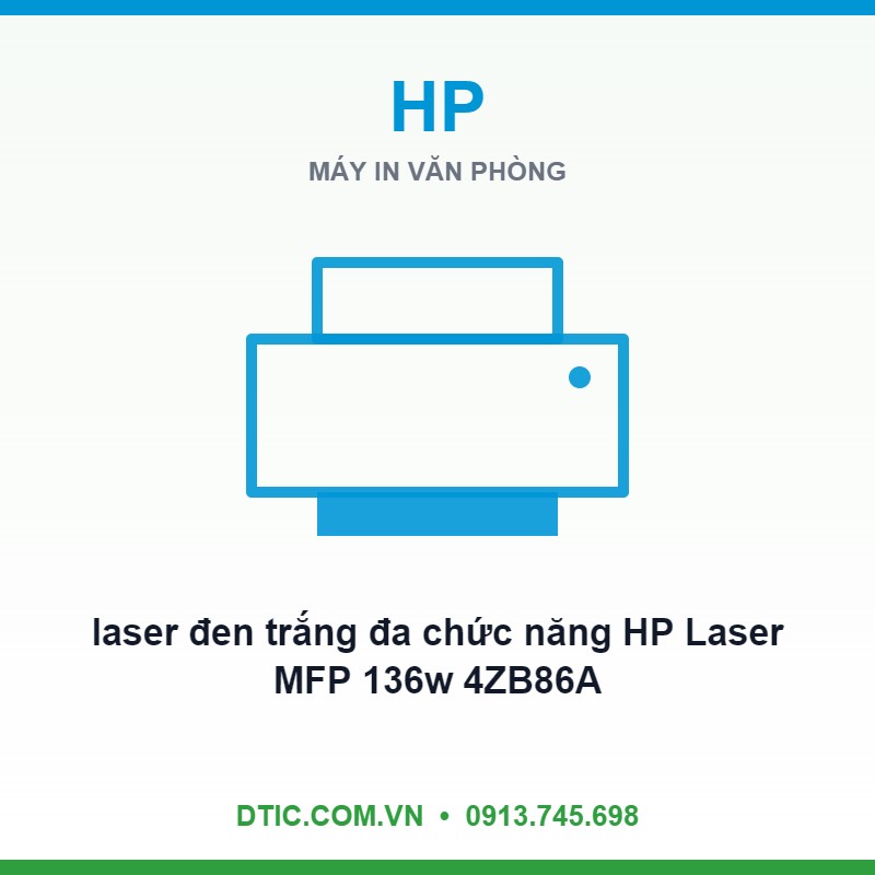 Máy in laser đen trắng đa chức năng HP Laser MFP 136w 4ZB86A (In| Copy| Scan| A4| A5| USB| WIFI)