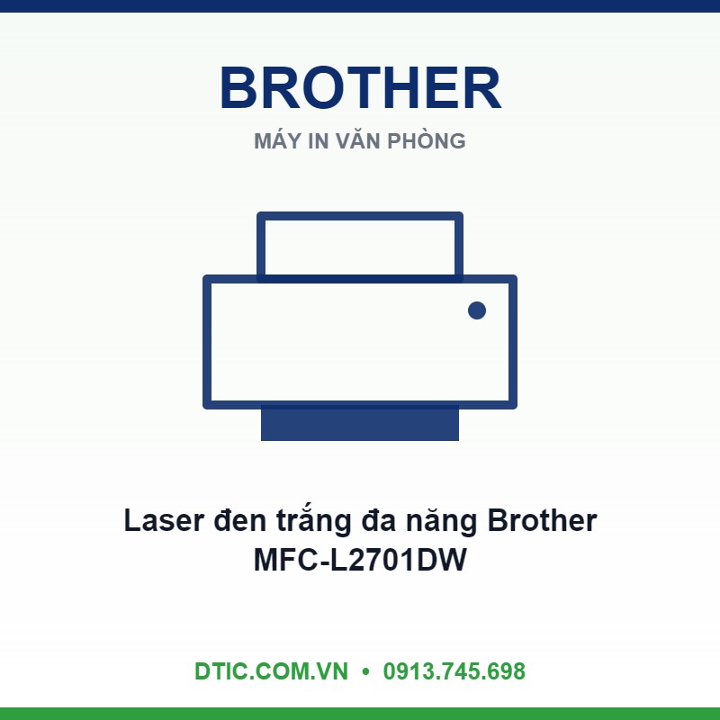 Máy in Laser đen trắng đa năng Brother MFC-L2701DW (In đảo mặt| Copy| Scan ADF 1 mặt| Fax| A4,| A5| USB| LAN| WIFI)