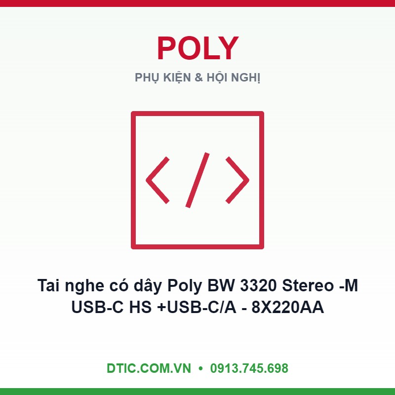 Tai nghe có dây Poly BW 3320 Stereo -M USB-C HS +USB-C/A - 8X220AA
