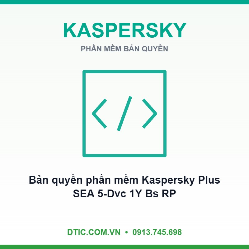 Bản quyền phần mềm Kaspersky Plus SEA 5-Dvc 1Y Bs RP ( KL10424UEFS)